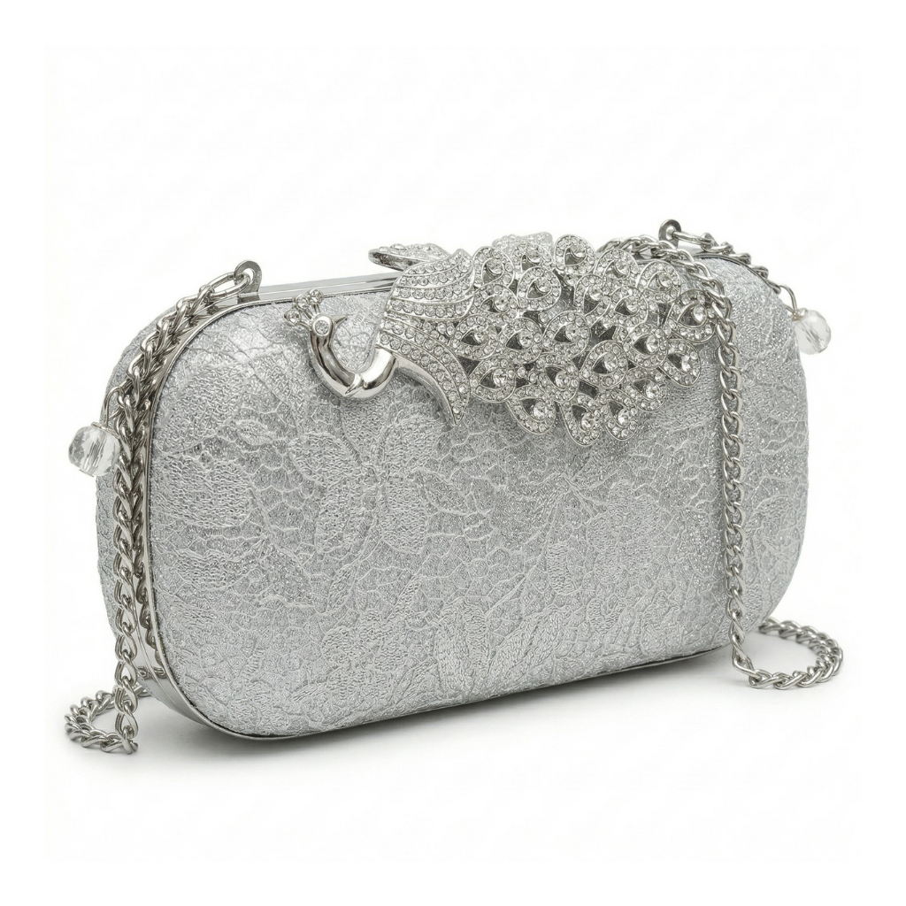 Midnight Gloss Box Clutch – Black Croc-Embossed Patent Vegan Leather Evening Bag