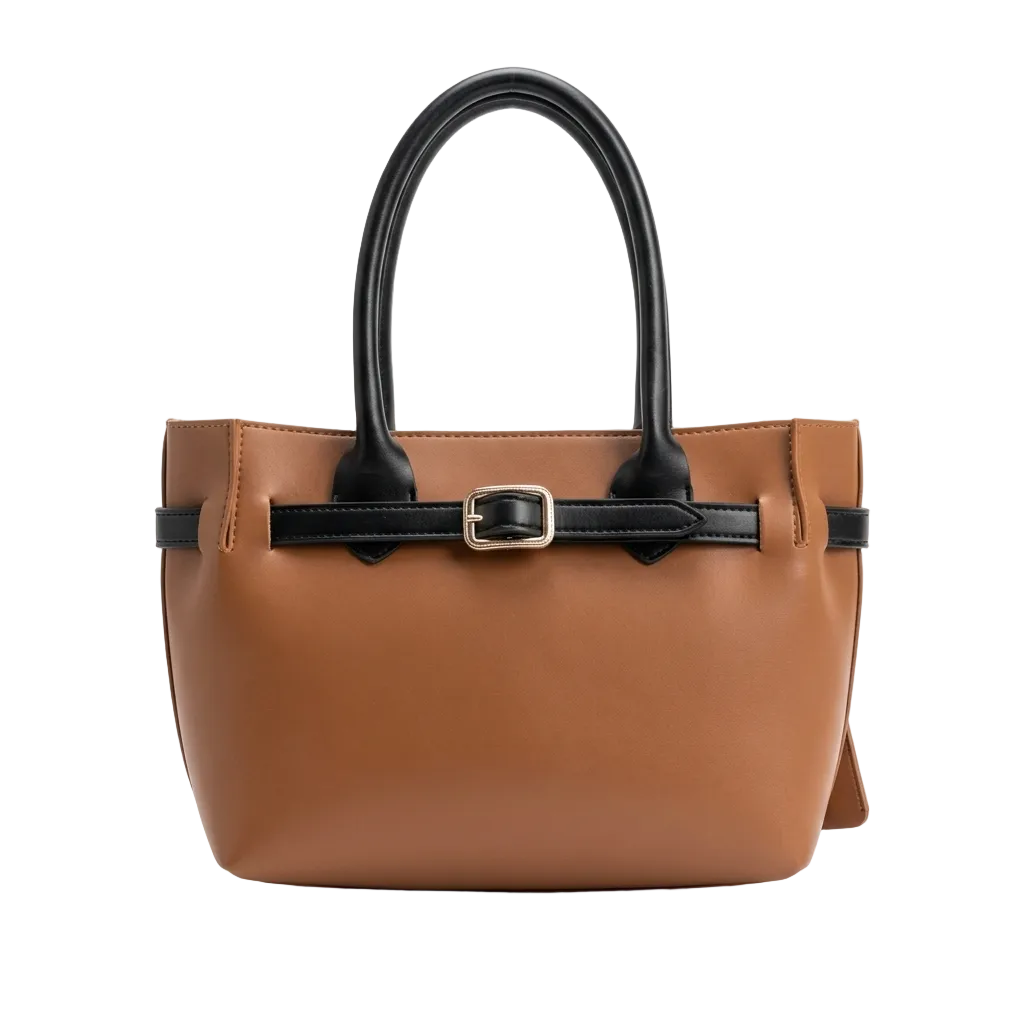 Tan & Black Smooth Tote
