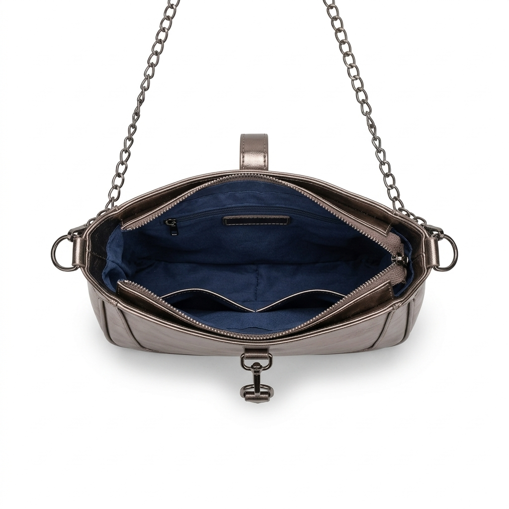 Gunmetal Silver Satchel