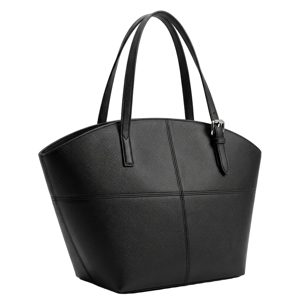 Black Smooth Fan Tote