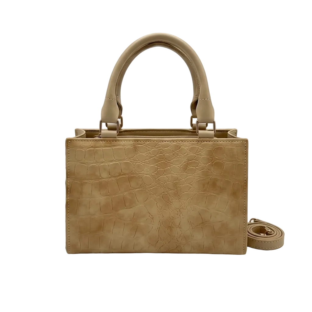Beige Croco Handbag