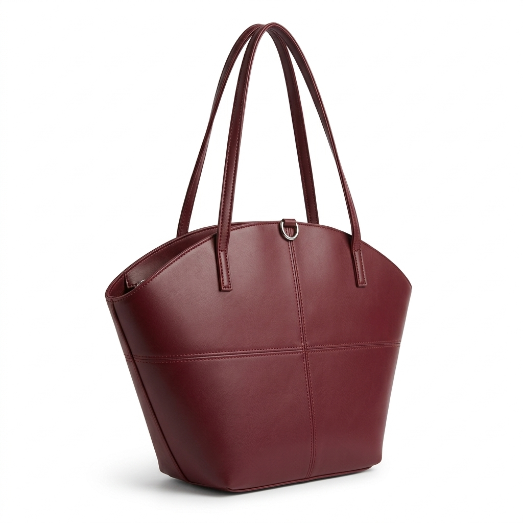 Burgundy Smooth Fan Tote