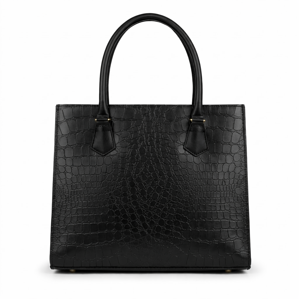 Black Crocodile-Embossed