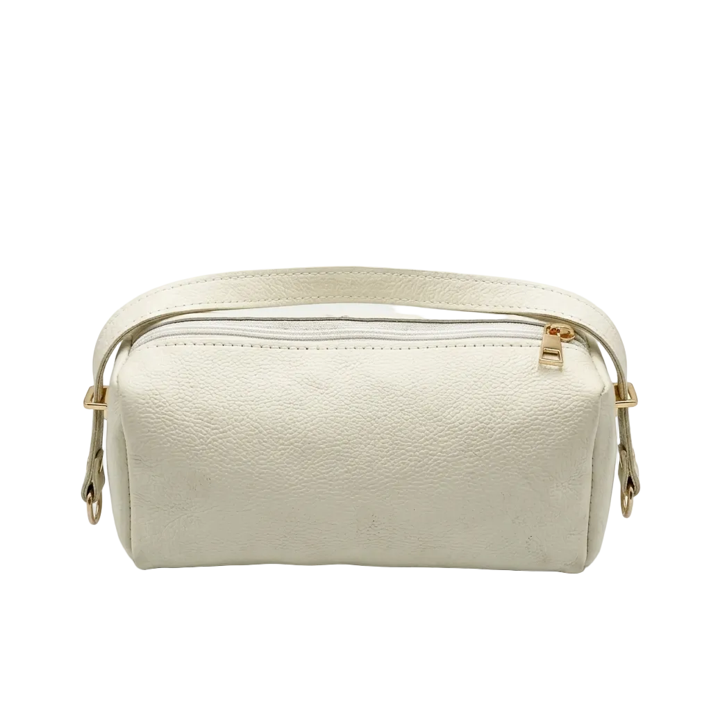 Cream Boxy Crossbody Bag with Dual Zip