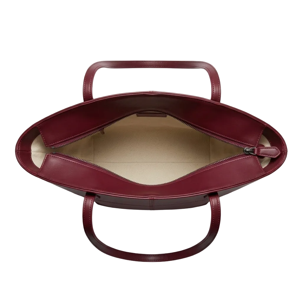 Burgundy Smooth Fan Tote