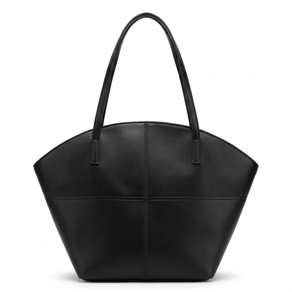 Black Smooth Fan Tote