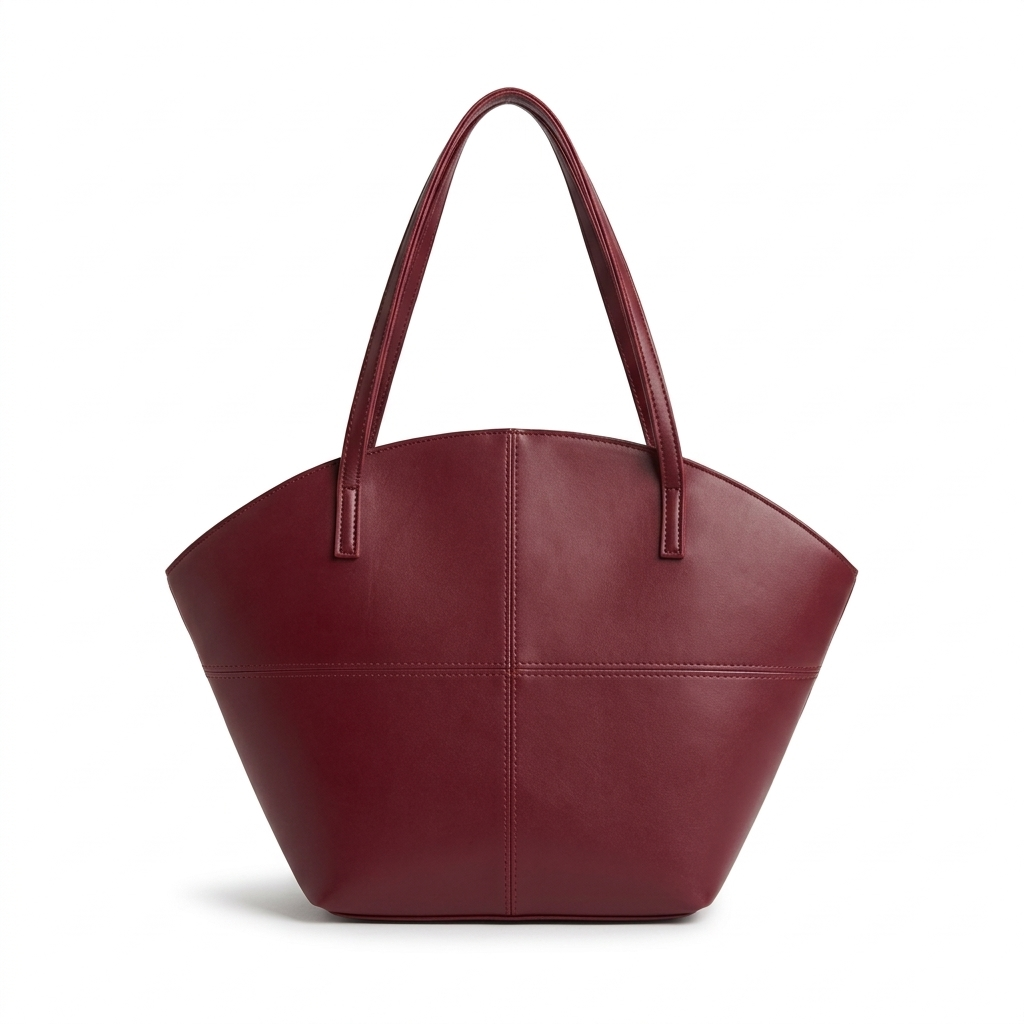 Burgundy Smooth Fan Tote