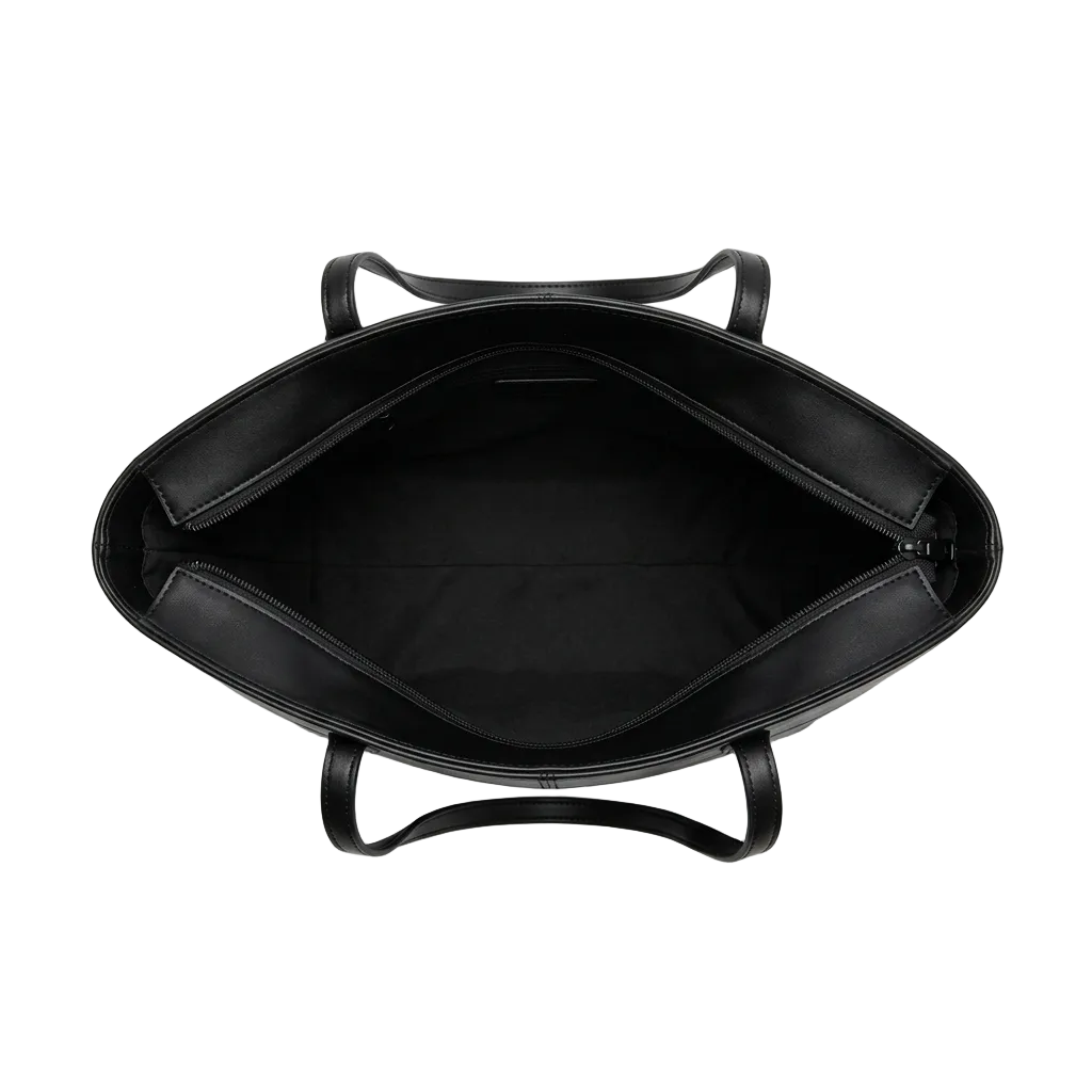 Black Smooth Fan Tote