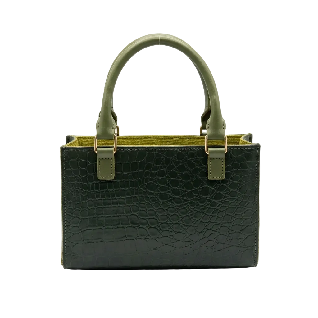 Vintage Estate Satchel – Cognac Croc-Embossed Vegan Leather Top-Handle Bag